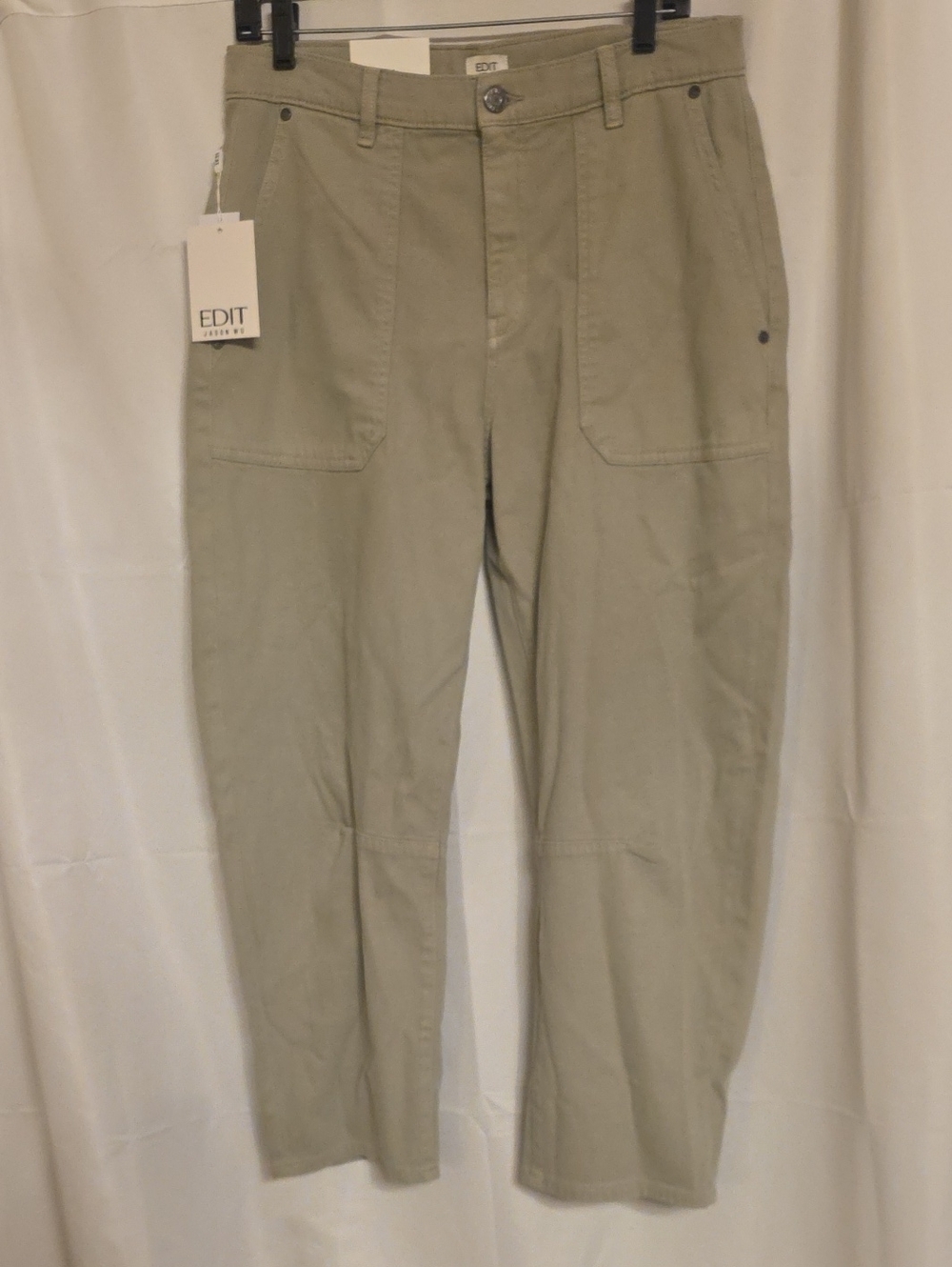 Jason Wu EDIT Wilhelmina Easy Barrel Rosemary Green Cropped Jeans Size 28
